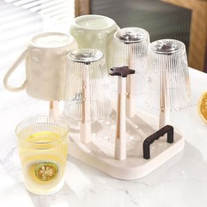 GAOSU Plastic Cup Drying Rack Upside-Down Large Capacity Tea Cup Holder Useful Saving Space Glass Cup Storage Rack for Home
