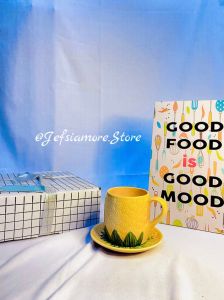[ READY ] - Cangkir 1 Pasang Motif Nanas Besar Keramik / Kado Unik / Hampers Cantik / Gelas Lucu / Cangkir Cantik / Set Teko Murah / Cangkir