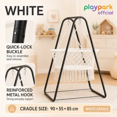 PlayPark Duyan for Baby with Metal Stand Full Set Heavy Duty Cotton Rocking Cradle Hanging Bassinet Baby Bed