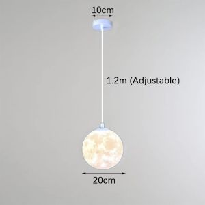 Nordic 3D Moon Pendant Light Minimalist Bedroom Bedside Droplights Creative Cafe Decorative Hanging Light Modern Kitchen Bar Counter Chandelier Ceiling Lights Dining Light