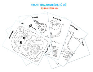 TRANH TÔ MÀU CHO BÉ 50 tờ ( A5) 50 mẫu tranh