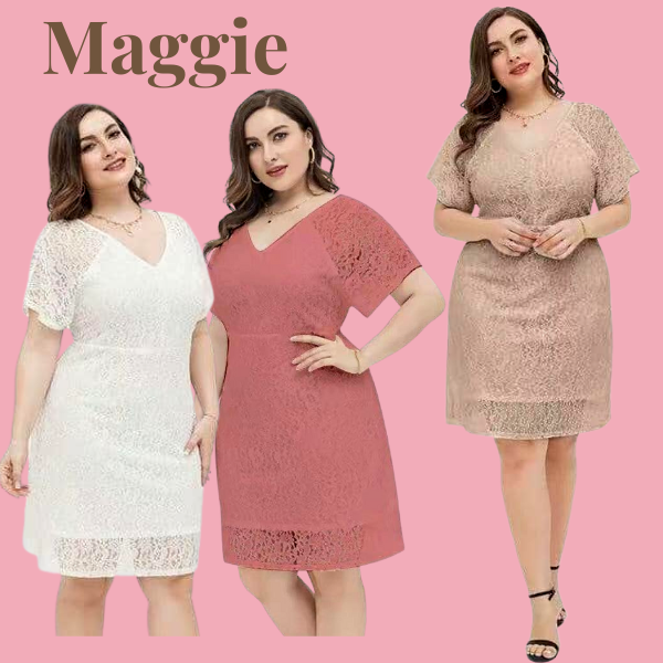 Chubby Fashion MAGGIE FORMAL DRESS XL lace dress wedding dress wedding ninang dress graduation dress Lazada PH