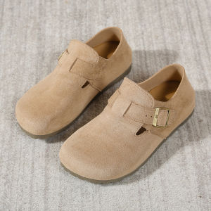 Free Shipping Autumn Retro Mule Shoes With Belt Buckle And Soft Sole Comfortable And Versatile Casual Flat Shoes For Women