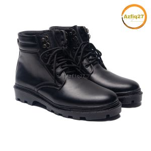 Sepatu Pdh TNI POLRI Security Hitam Doff Tipe Pengencang Tali Dan Resleting Azfiq27 #9 Doff