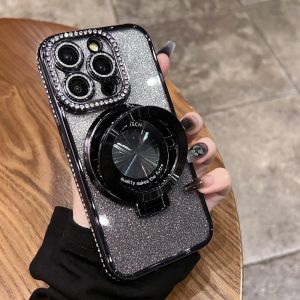 เคสศัพท์เพชรเคลือบแม่เหล็กสำหรับ iPhone 15 Pro Max 14 13 12 11 XR XS Max เคส TPU ซิลิโคนนุ่มป้องกันแรงกระแทก