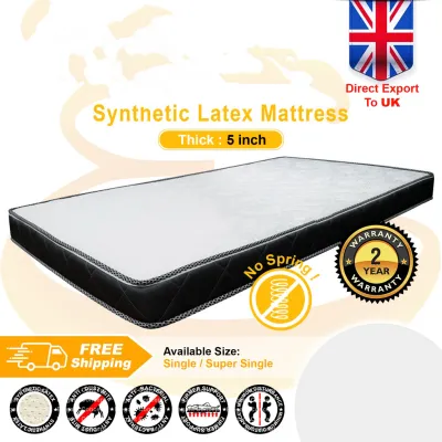 (Edition Export to UK) High Quality 5 inch Synthetic Latex (Single/Super Single) Size Mattress Tilam