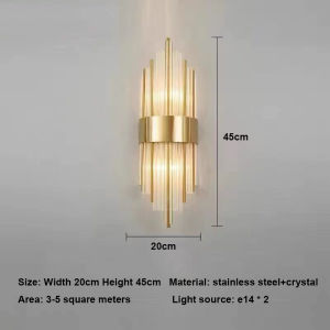 Nordic Luxury Crystal Wall Light Living Room Bedroom Lamp High Bright Villa Modern Gold Fixtures