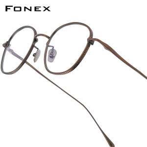 FONEX Pure Titanium Glasses Frame Men 2023 New Anaglyph Retro Square Eyeglasses Women Optical Eyewear Stitch