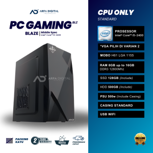 PC Fullset Gaming Editing Intel Core i5-2400 BLAZE | RAM 16GB - SSD 128GB | Komputer Murah Terbaik