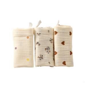 Set of 3pcs Baby Square Towel Small Washcloths Soft Absorbent Burp Cloths 4-Layer Bib for Newborns Gentle Face Towel