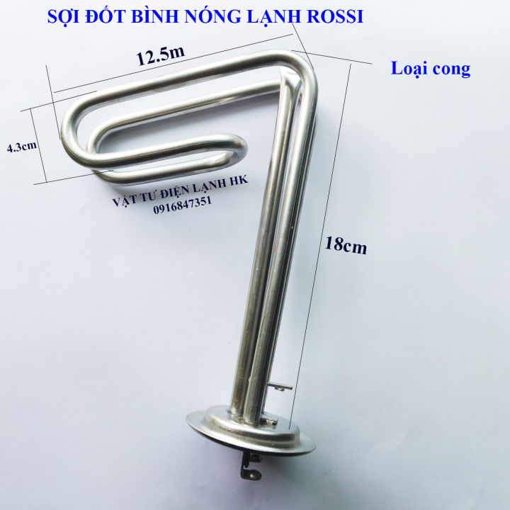 Sợi đốt bình nóng lạnh Rossi cong chữ L 15 lít - Thanh đốt bình nóng ...
