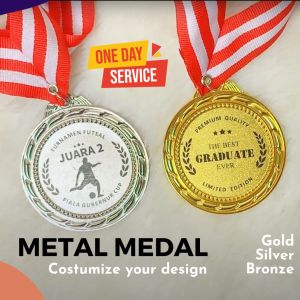 Medali Logam Custom Gold / Silver / Bronze