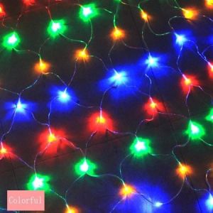 3x2M Solar Powered Mesh String Lights Outdoor Waterproof Garden Decor for Wedding Party Backyard Holiday Hari Raya