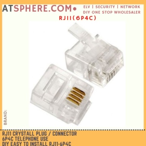 RJ11 Telephone Crystal Plug / Connector 6P4C Telephone use DIY Easy to Install RJ11-6P4C