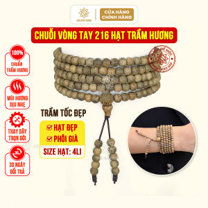 Vòng tay trầm hương chuỗi 108 hạt và 216 hạt 4li Sơn Mộc Hương đeo tay nam nữ phong thủy may mắn bình an tài lộc