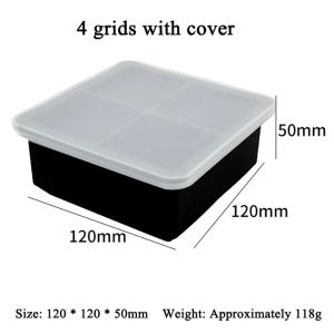 4/6/8 Grids Ice Cube Tray with Lid Large Silicone Ice Tray Molds for Freezer BPA Free Big Square Ice Cube for Whiskey tails Baby Food Juices