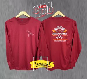 kaos pria lengan panjang Mekanik distro katun tc 30s hitam premium tshirt