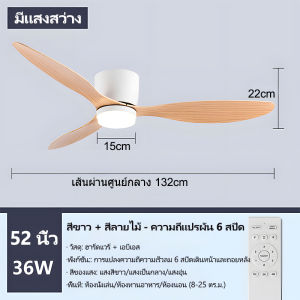 GEJIESE 52inch black ceiling fan modern design 6 gear strong wind ceiling fans 3 blades big size with dc motor ceilings fan for living room dinning room meeting room