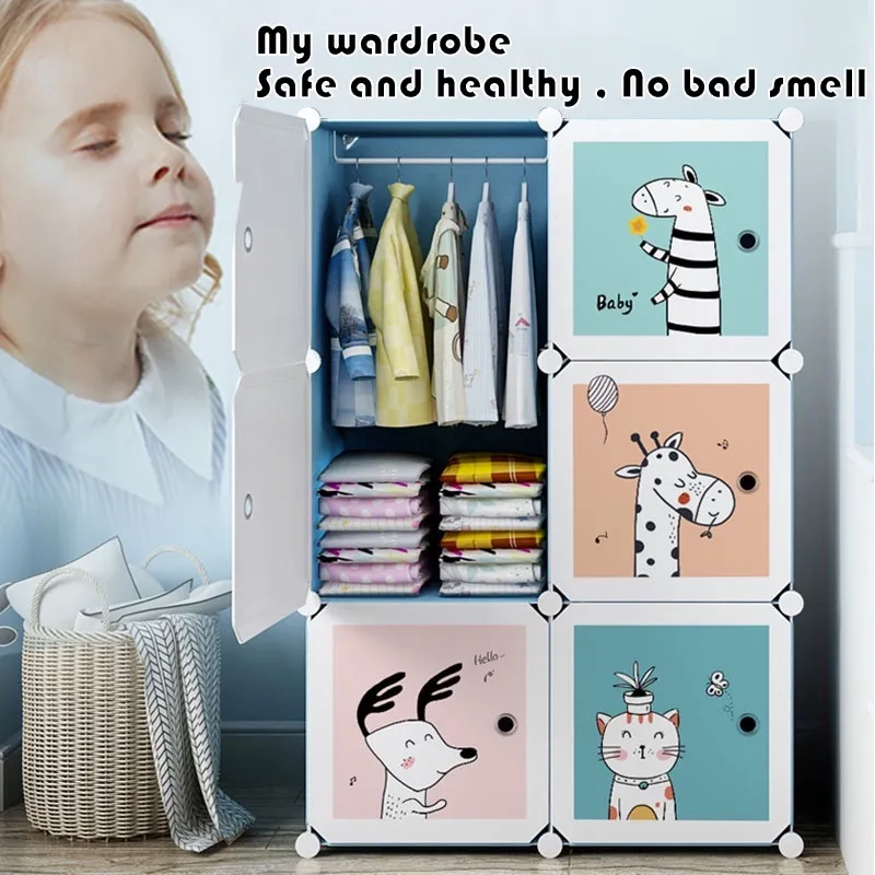 Children s wardrobe Baby s Clothes Cabinet Cartoon Wardrobe DIY Kids Storage Organizer Almari baju Lazada