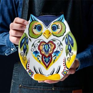OMK American Owl Styled Salad Plate Ceramic Dinner Plates Dessert Dish