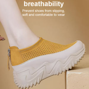 Sport Shoes Women Breathable Dad Sneakers/Perforated Design Casual Thick Sole Shoes/Versatile Lightweight Daily Wear Sneakers/Comfortable Summer Footwear For Adults