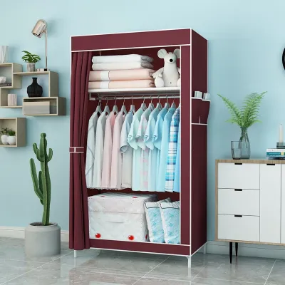 YEN Dustproof Wardrobe Portable Closet Space-Saving Cloth Storage Cabinet For Household Bedroom Hanging Clothes Supplies