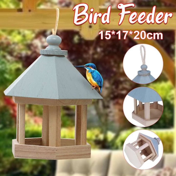 TEA7146 Outdoor Wooden Standing Patio Parrot Feeding Hanging Garden ... - Bird Cage Attachments For Patios