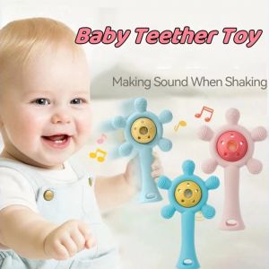 Baby Teether Toys BPA Free Silicone Teether Cartoon Baby Soothing Rattle Toy