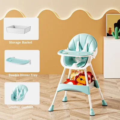 KYLEPLUS Foldable high chair for baby Adjustable Height High Chair Clean Baby High Chair Detachable plate