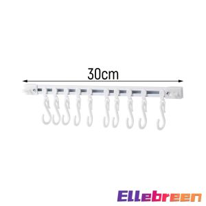Ellebreen 40cm/30cm Wall-mounted Sliding Rail Hook Kitchenware Storage Hooks Wall Rail Sliding S Hook