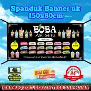 print spanduk banner 150x80 boba drink anti galau custome desain ready stock murah