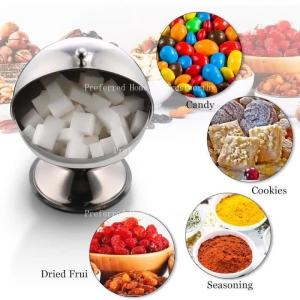 ZZSA Stainless Steel Round Sugar Jar with Flip Cover for Seasoning and Storage Multi-purpose Storage for Candies 9Y3K6