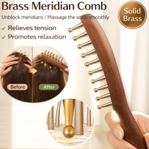 Brass Head Massage Comb Sandalwood Scalp Massager Comb Combines Meridian Brush And Gua Sha Relaxation Healthcare Tools