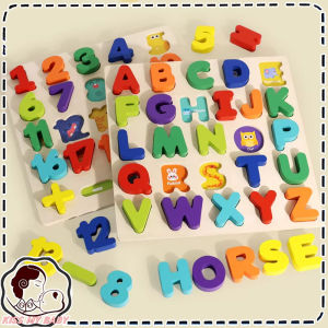 3D Wooden Puzzle Matching Board Alphabet Number Shape Puzzle Board Early Educational Toys