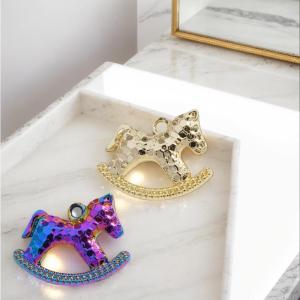 Minwen 5Pcs 15x17MM Zinc Alloy Electroplated Rocking Horse Pendant Charms For DIY Necklace Bracelet Earrings Jewelry Accessories Making