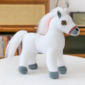 IPIE2 Simulation Standing Foal Plush Doll Long Mane Saddle Cartoon Horse Stuffed Toy Doll Toys 20/25/30cm Pony Plush Toys Kids Gift