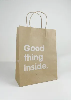 TÚI GIẤY KRAFT NÂU QUÀ TẶNG GOOD THING INSIDE. KÍCH THƯỚC 22x10x28.7 CM