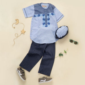 Mawar Fashion - Koko Anak Premium Assalam Lengan Pendek / Baju Koko Anak Premium