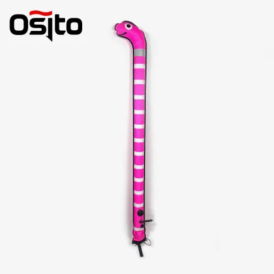 Cartoon Snake Surface Marker Buoy SMB Dive Marker Float Visible Reflective Strip Inflatable Diving Signal Tube 180x15cm Foldable Compact Safety Surface Marker for Scuba Diving Snorkeling Freediving