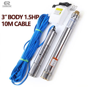 Submersible Water Pump 220V 3 1.5HP Deep Well Pump Single Phase Stainless Steel Submersible Impeller Pump Heavy Duty