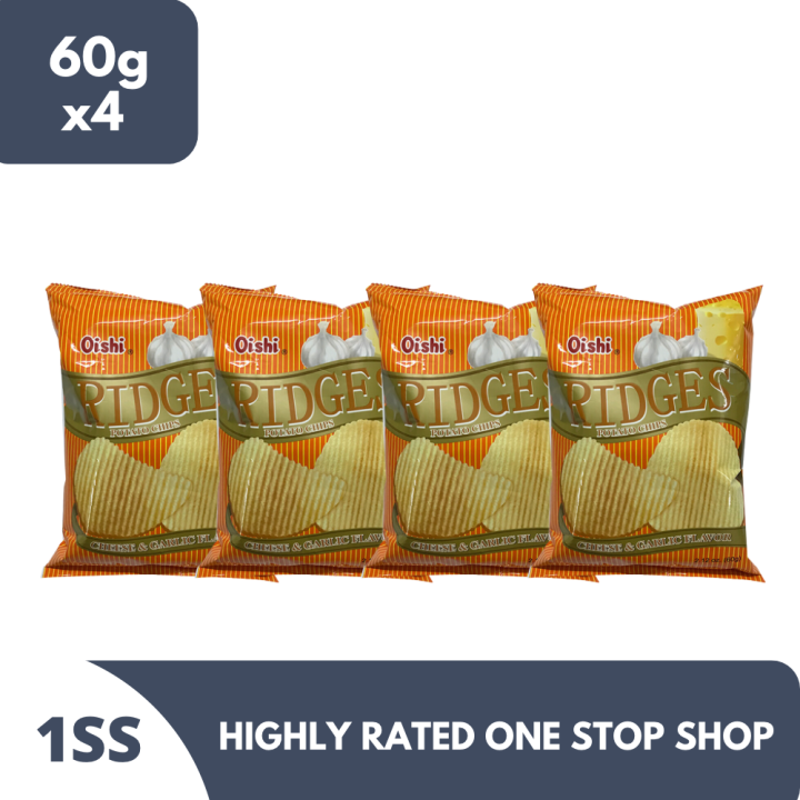 Oishi Potato Chips Ridges Cheese And Garlic 60g X 4 Lazada Ph