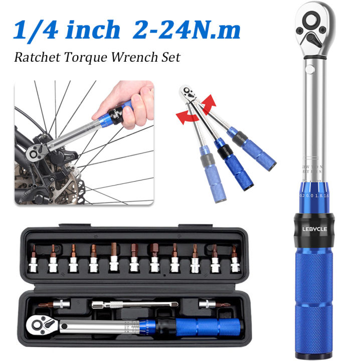 [Free Ship] 15Pcs Torque Wrench Set 1/4" 224Nm Dual Direction Bike