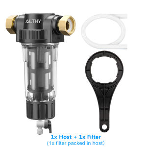 ALTHY Water Pre Filter System Whole House Prefilter Reusable Spin Down Sediment Water Filter Central Purifier Siphon Backwash Strainer 40micron 316 Stainless Steel Mesh for Home & Well Outdoor