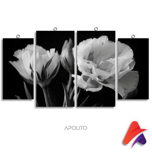 HIASAN DINDING SET ABSTRAK BUNGA HITAM PUTIH ISI 4 (79 A) KAMAR DEKORASI RUMAH WALL DECOR PAJANGAN DINDING SATU SET BUNGA