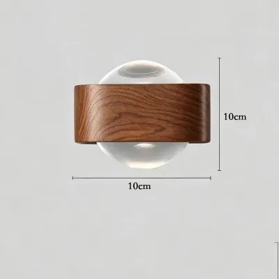 Japanese Square Iron Wall Light Wabi Sabi Light Vintage Walnut Wood Color Wall Lamp Suitable For Bedroom Bedside/Living Room/Hallway