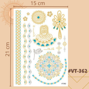 Stiker Tato Temporer Gold & Silver 21 x 15 cm