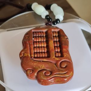 Zhan Guo Hong Red & Yellow Agate Abacus Necklace