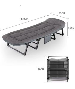 【COD】Outdoor Folding bed portable bed single heavy duty foldable bed with foam adjustable camping folding chair bed Folding does not take up space Office Nap Bed For home and outdoor