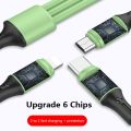 [silicone] 3-in-1 charging cable for Micro/Phone/Type-C fast charging data cable USB charging cable. 