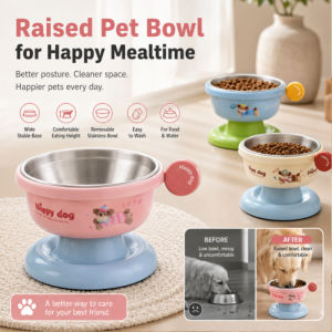Elevated Stainless Steel Pet Bowl Non Slip Dog Bowl Neck Protection Anti Tilt Cat Feeding Dish Pet Feeder Accessories